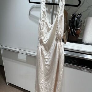 Aritzia cream silk sleeveless backless dress